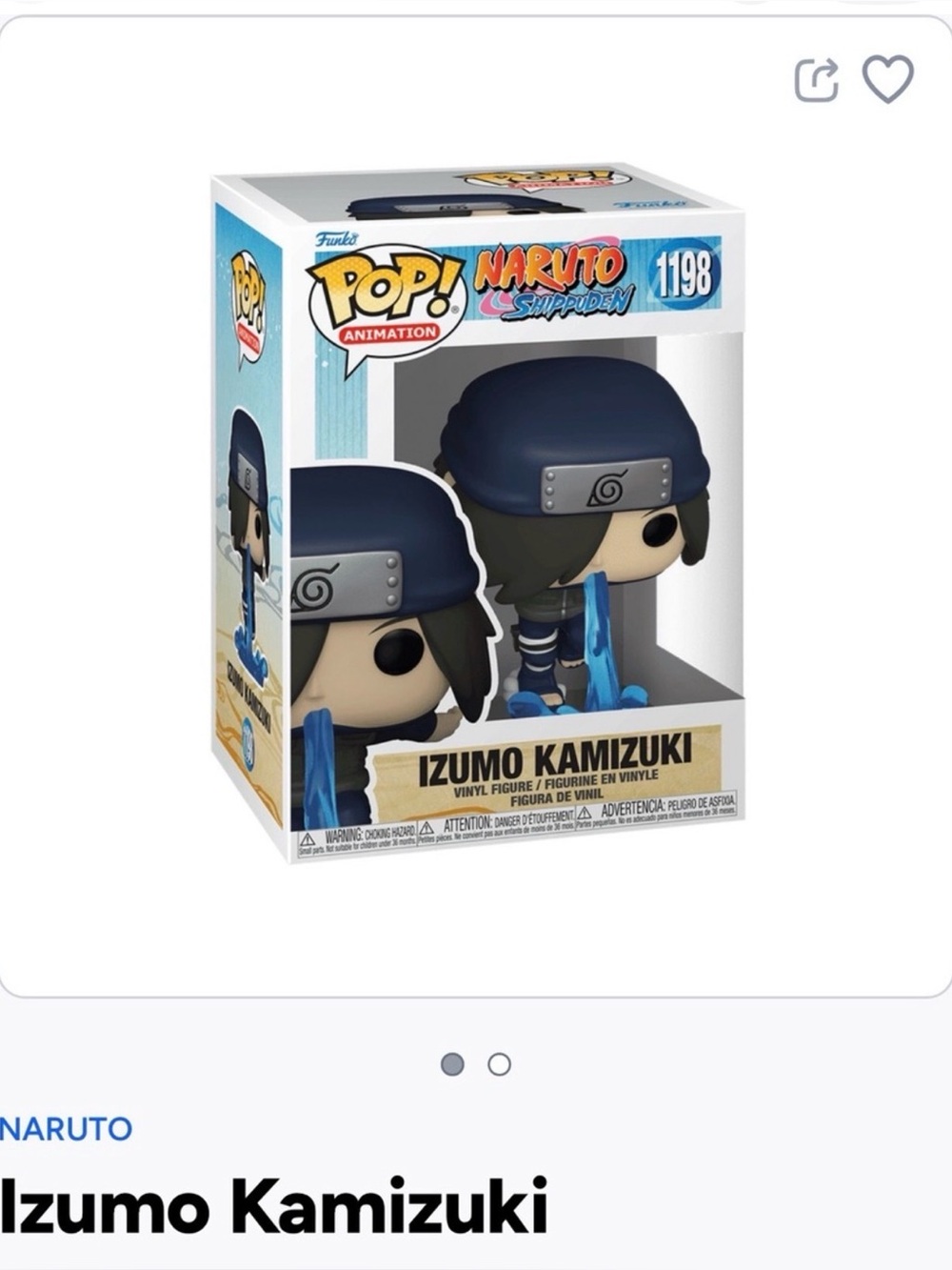 Funko Pop! Naruto Shippuden Izumo Kamizuki - navy blue, black, gray, tan- 1198